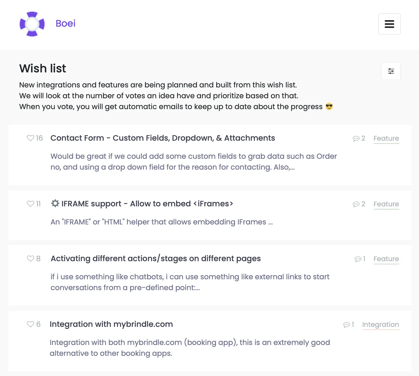 ProductLift feature requests