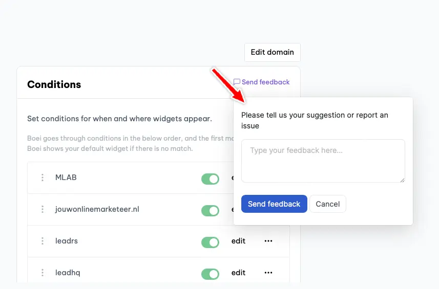 ProductLift feedback widget embedded in a new feature