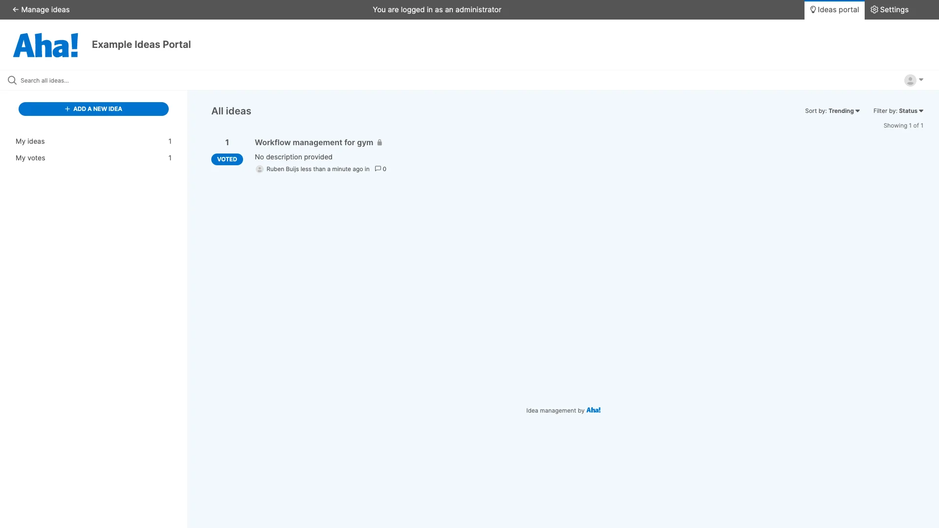 Aha! feedback management software - user feedback board and feature request interface