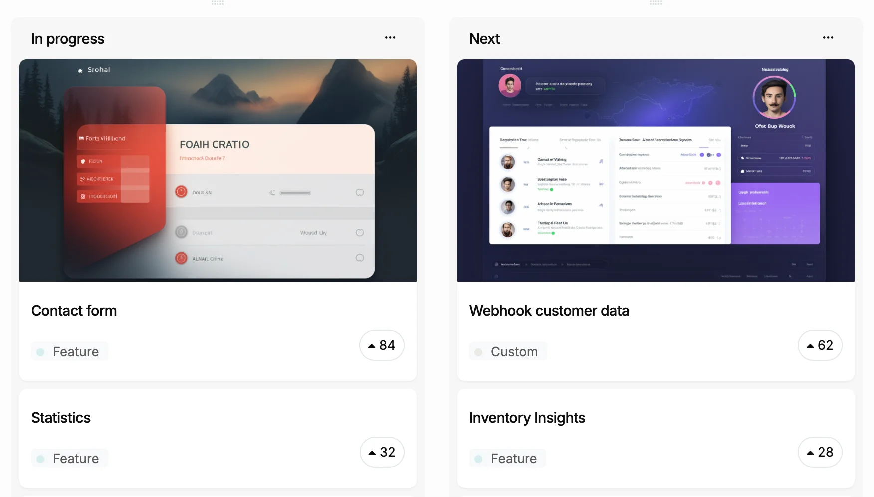 Roadmap columns