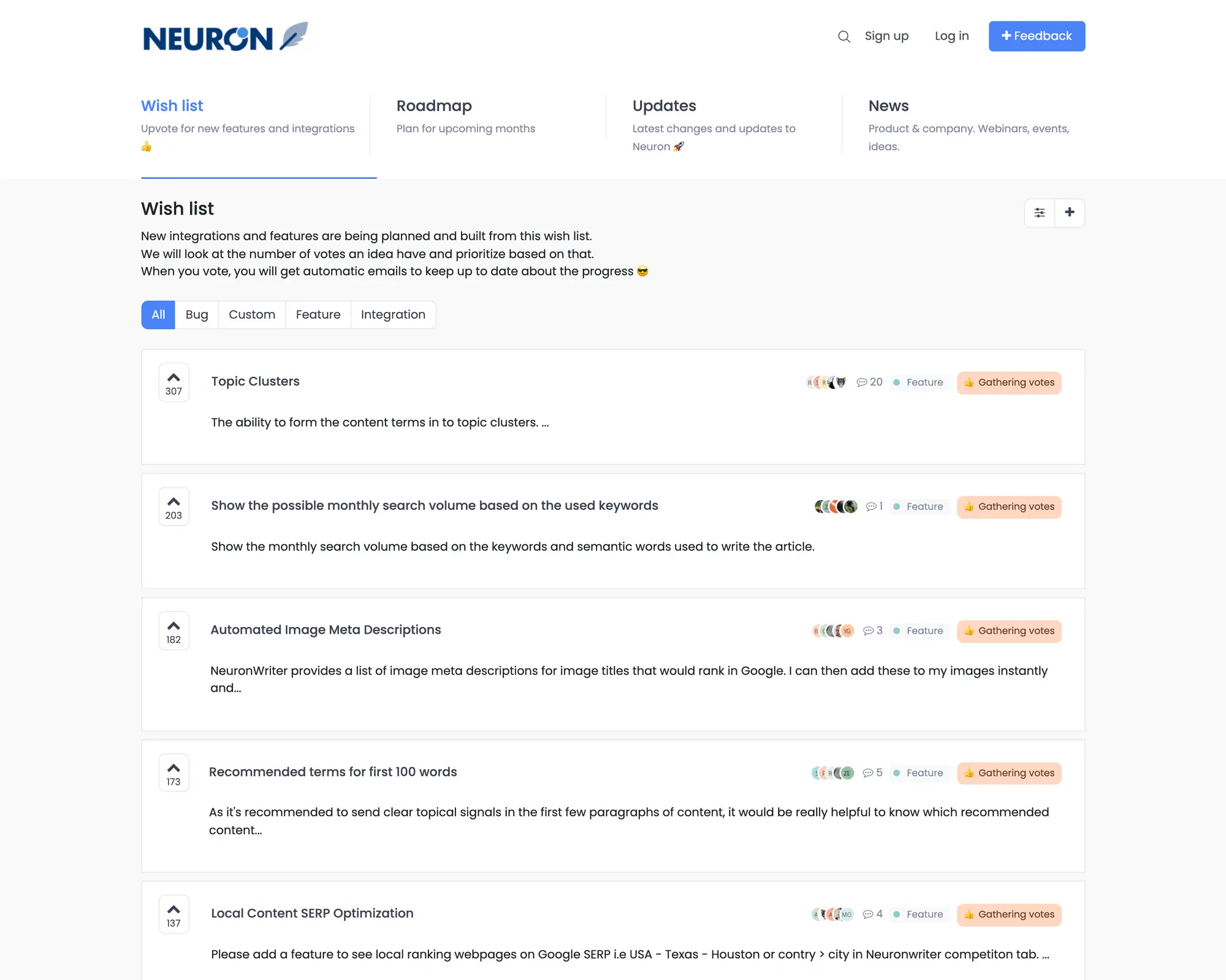 NeuronWriter product interface